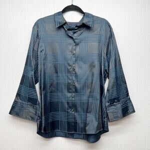 Westbound Wrinkle Free Button Front Plaid Shirt Womens 18 Cotton Career Office